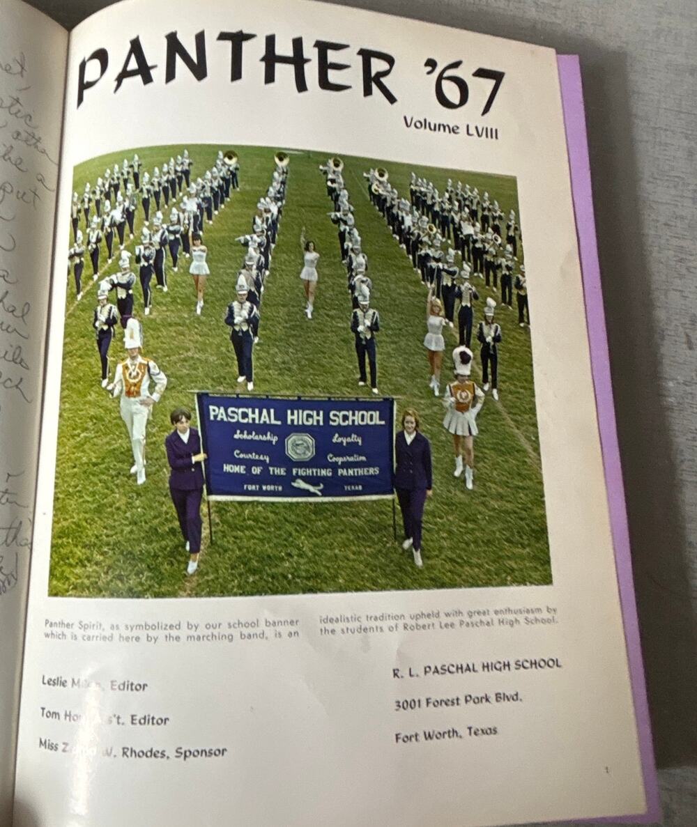 Paschal High School 1967 Yearbook Fort Worth Texas Panther Annual Book 1960s TX